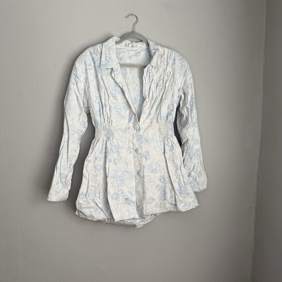 For Love and Lemons Blazer Mini Dress Blue and White Chantal Large - Picture 4 of 12